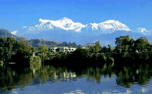 Himalayas from Fewa lake.