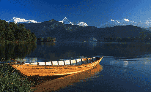 Boats on lake Fewa